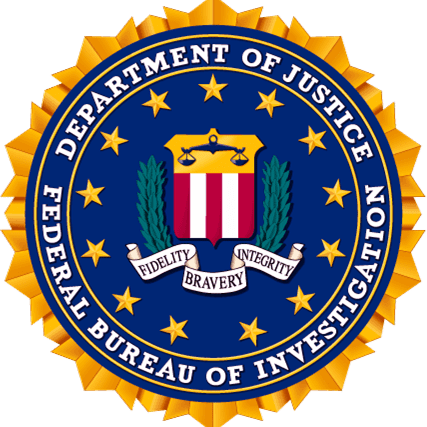 Seal of the FBI, U.S. Department of Justice.